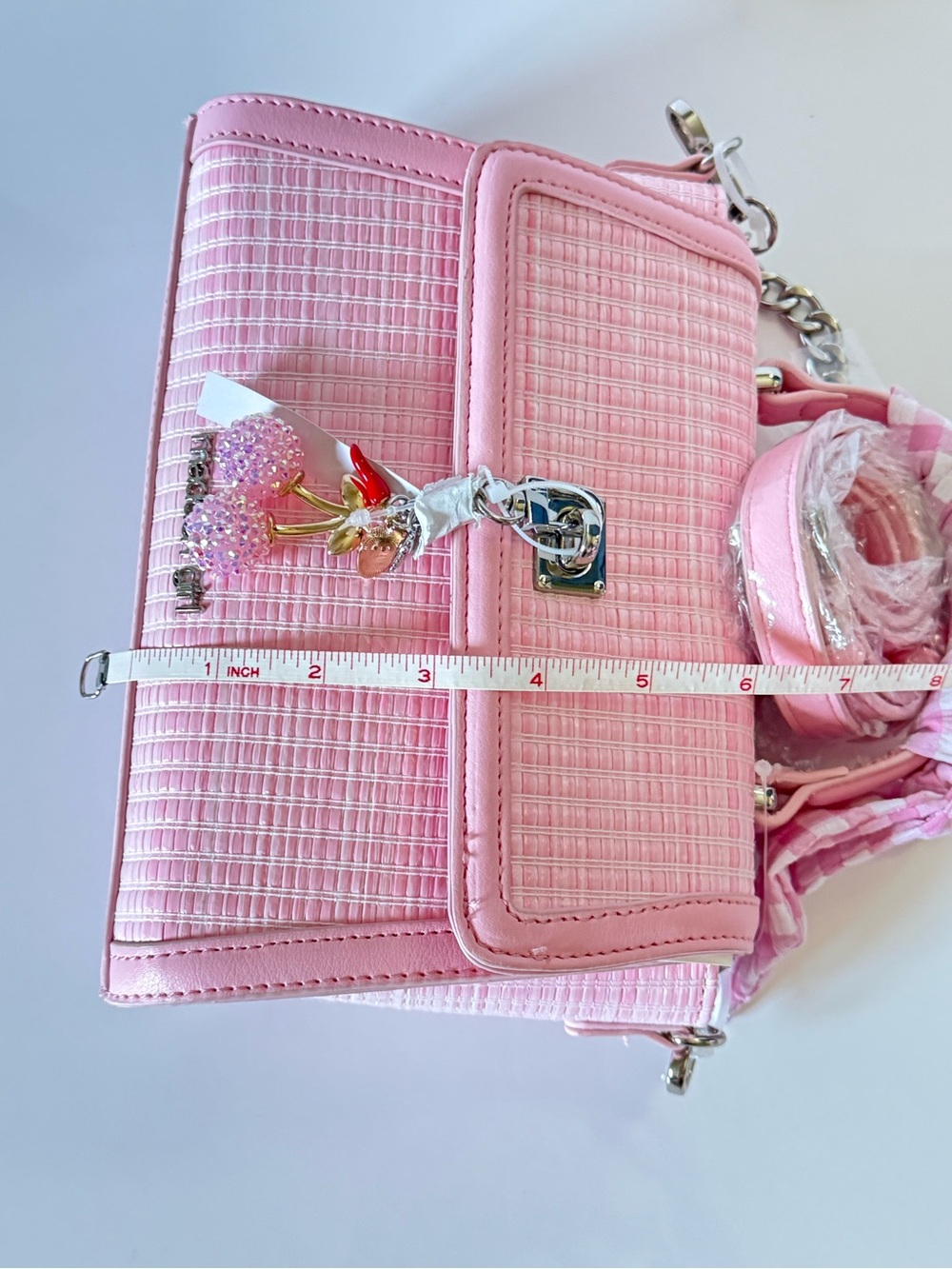 Madden Girl Ballet Pink Top Handle Crossbody Bag NWT | Cherry Charm - Picture 9 of 9